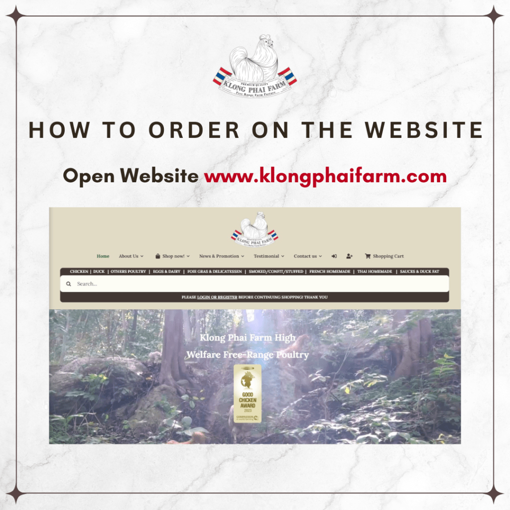 Step1 Open website // ไปที่เว็บไซต์ "www.klongphaifarm.com"